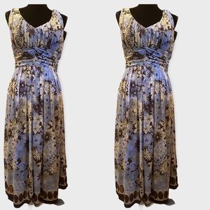 🎈Perceptions Cream Brn Floral Maxi Sundress Sz 8